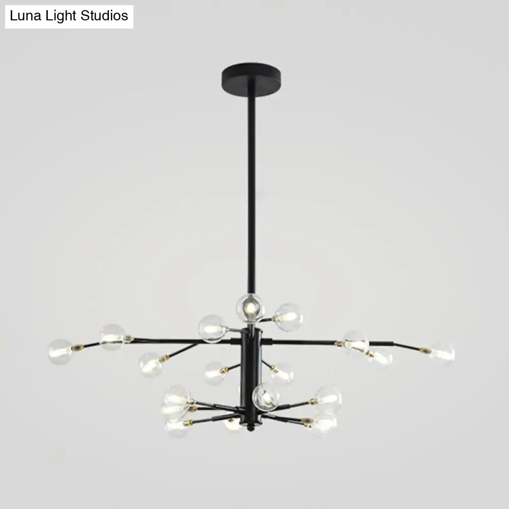 Nordic Style Metallic Branch Suspension Led Chandelier For Living Room 20 / Black A