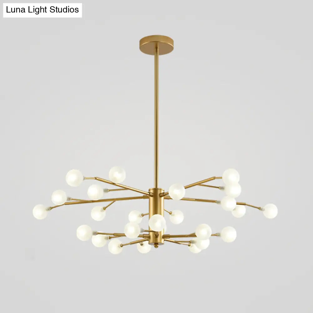 Nordic Style Metallic Branch Suspension Led Chandelier For Living Room 25 / Gold B