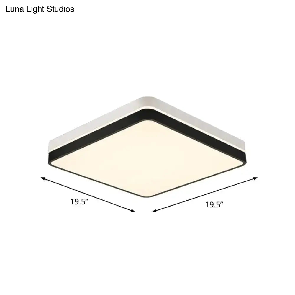 Modern Nordic Led Ceiling Light In Black & White - Round Square Or Rectangle Flushmount