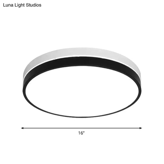 Modern Nordic Led Ceiling Light In Black & White - Round Square Or Rectangle Flushmount