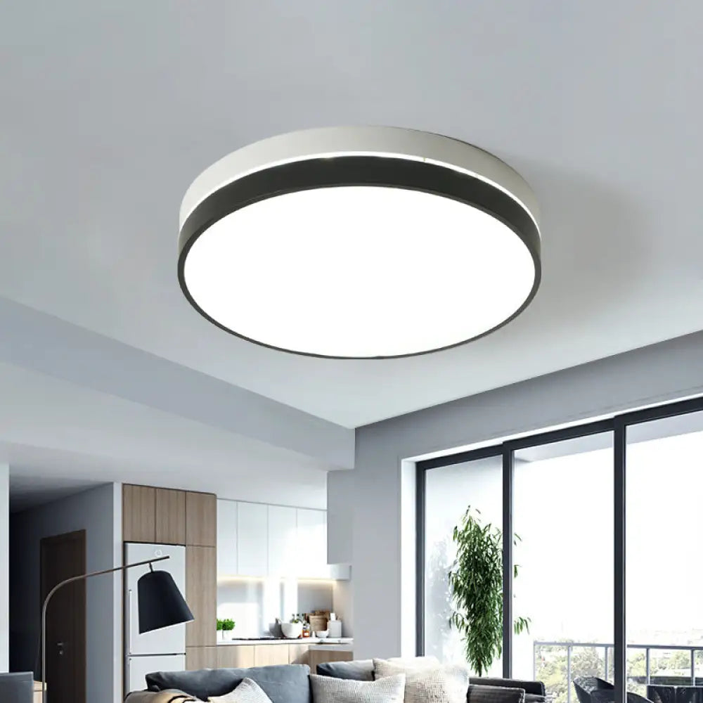 Modern Nordic Led Ceiling Light In Black & White - Round Square Or Rectangle Flushmount /