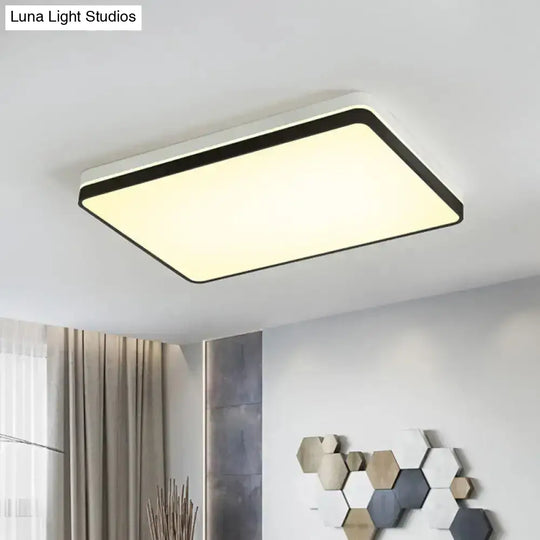 Modern Nordic Led Ceiling Light In Black & White - Round Square Or Rectangle Flushmount