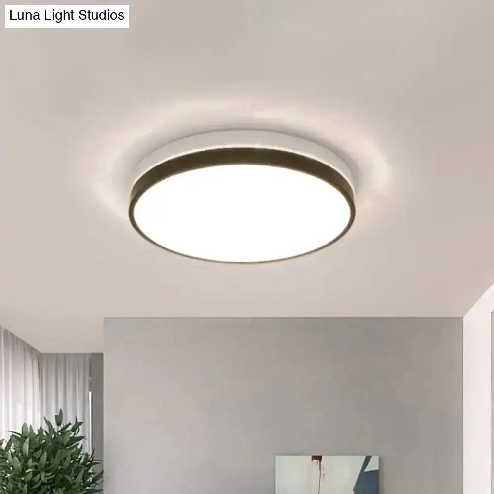 Modern Nordic Led Ceiling Light In Black & White - Round Square Or Rectangle Flushmount