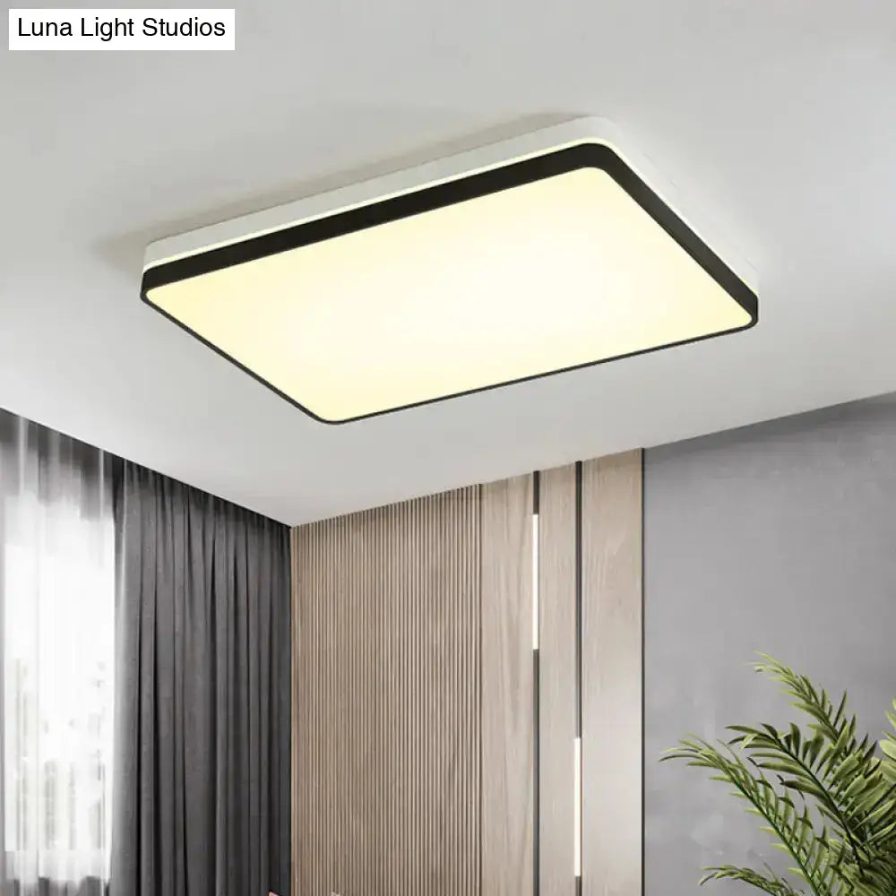 Modern Nordic Led Ceiling Light In Black & White - Round Square Or Rectangle Flushmount