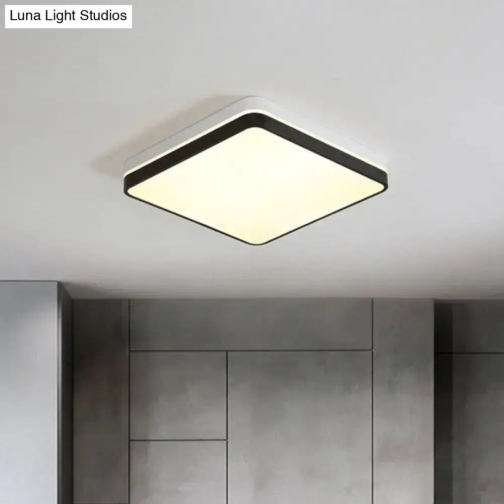 Modern Nordic Led Ceiling Light In Black & White - Round Square Or Rectangle Flushmount