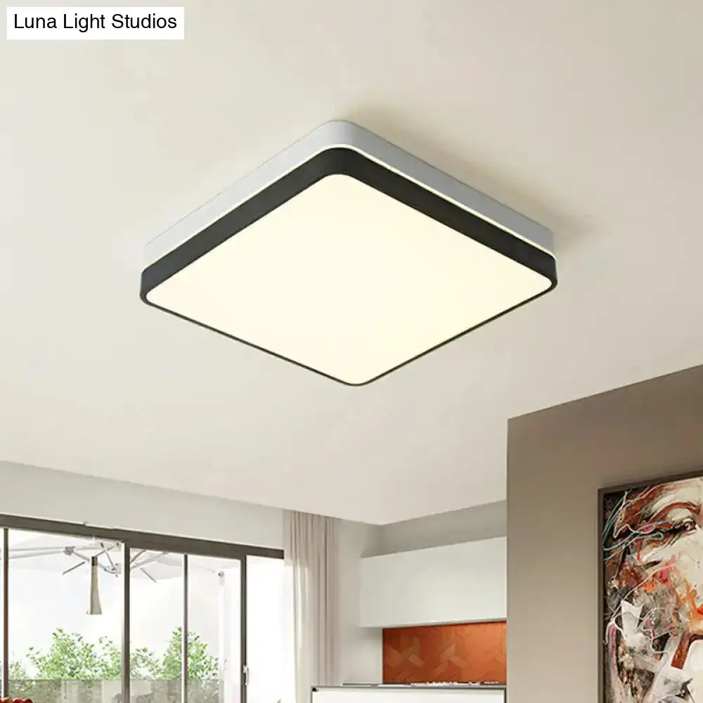 Modern Nordic Led Ceiling Light In Black & White - Round Square Or Rectangle Flushmount