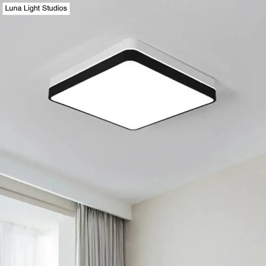 Modern Nordic Led Ceiling Light In Black & White - Round Square Or Rectangle Flushmount