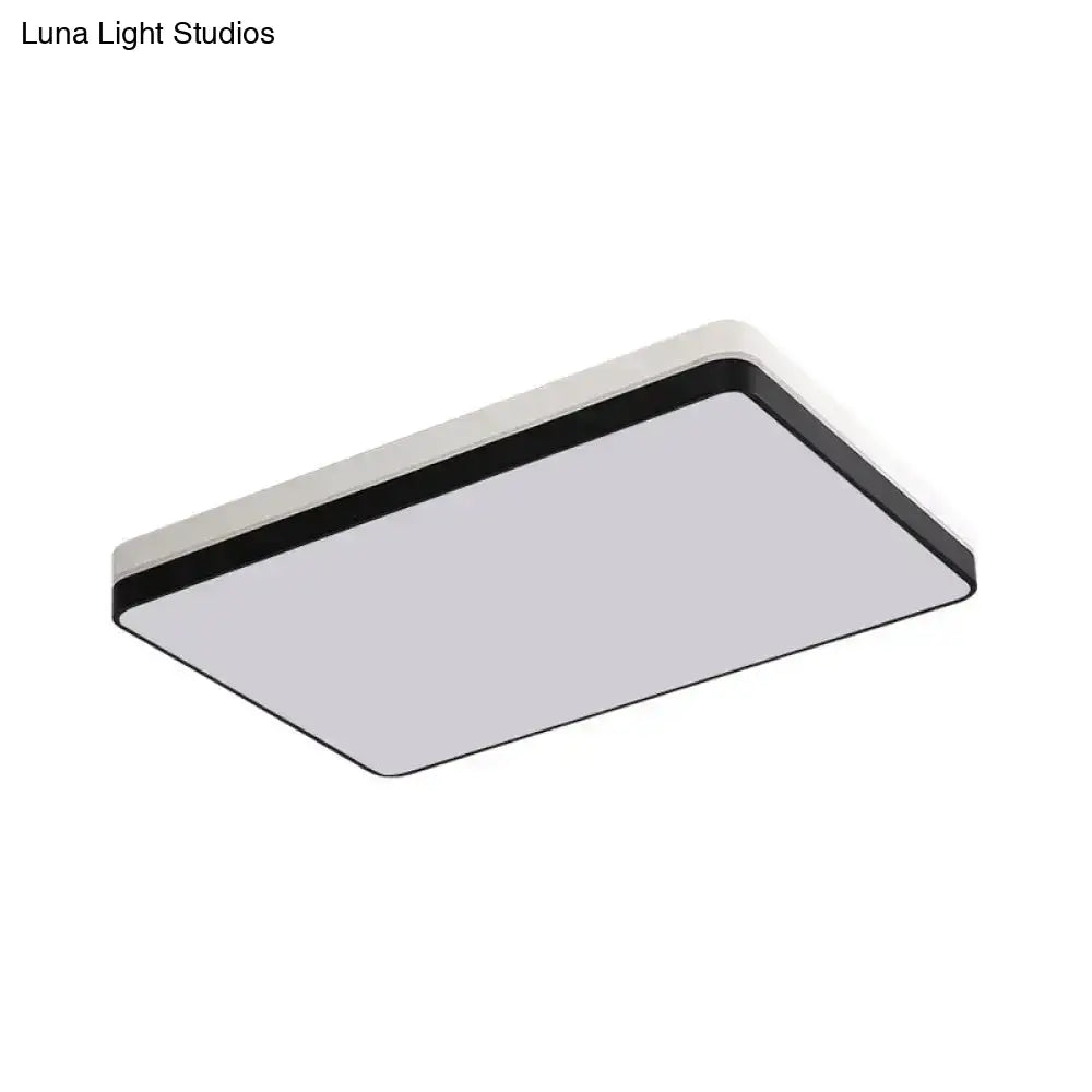 Modern Nordic Led Ceiling Light In Black & White - Round Square Or Rectangle Flushmount