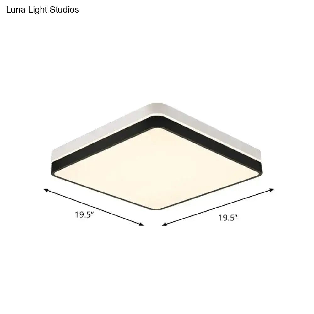 Modern Nordic Led Ceiling Light In Black & White - Round Square Or Rectangle Flushmount