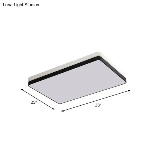 Modern Nordic Led Ceiling Light In Black & White - Round Square Or Rectangle Flushmount