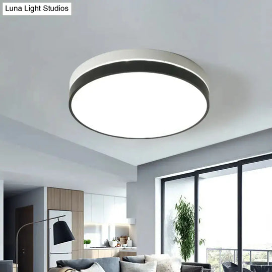 Modern Nordic Led Ceiling Light In Black & White - Round Square Or Rectangle Flushmount