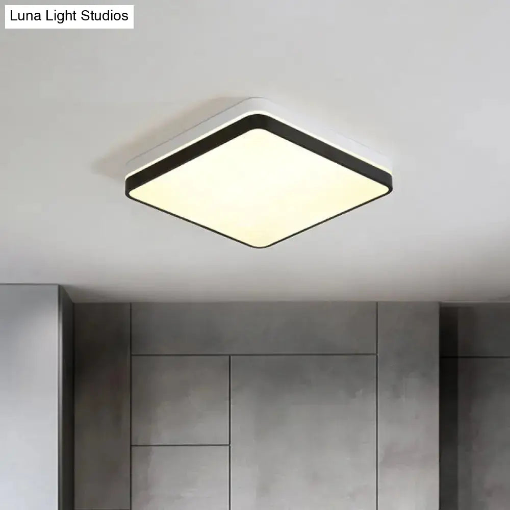 Modern Nordic Led Ceiling Light In Black & White - Round Square Or Rectangle Flushmount