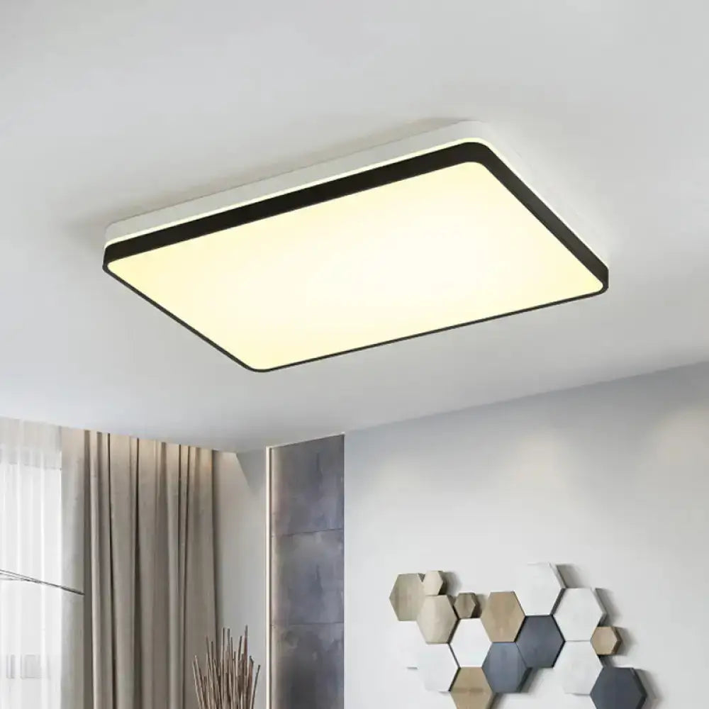 Modern Nordic Led Ceiling Light In Black & White - Round Square Or Rectangle Flushmount /