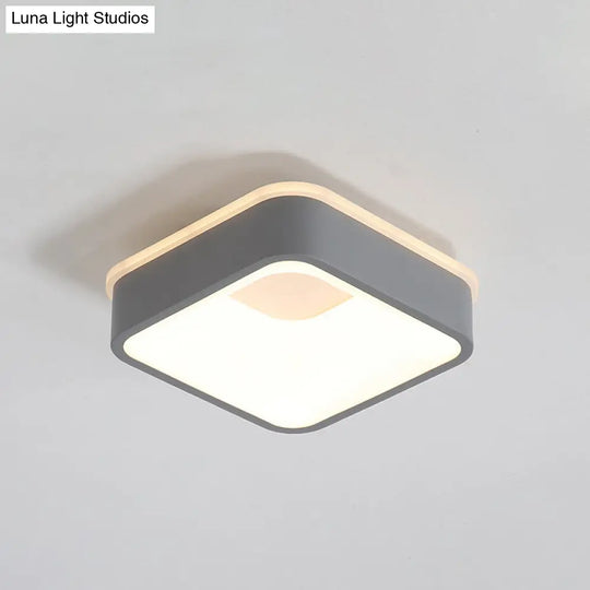 Modern Nordic Led Ceiling Light In Grey/White: Triangle Round Or Square Design
