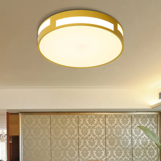 Modern Nordic Led Flush Ceiling Light With Round Acrylic Shade In Blue/Green/Pink/Yellow Yellow