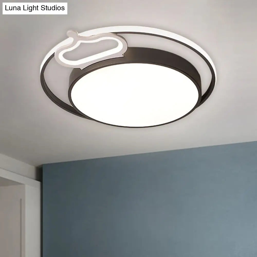 Modern Nordic Led Flush Mount Drum Ceiling Lamp In Black/White 16.5/20.5 Width - Warm/White Light