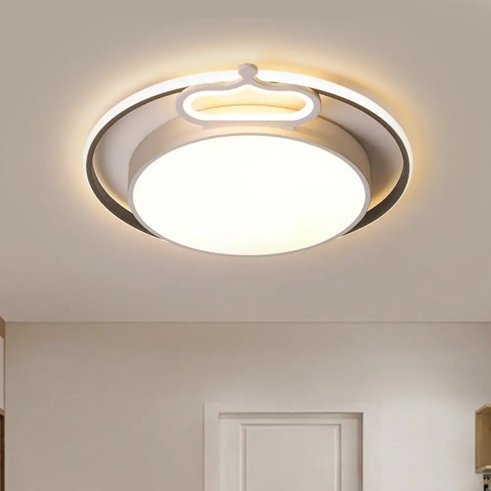 Modern Nordic Led Flush Mount Drum Ceiling Lamp In Black/White 16.5/20.5 Width - Warm/White Light