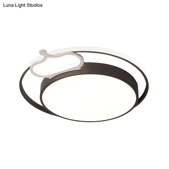 Modern Nordic Led Flush Mount Drum Ceiling Lamp In Black/White 16.5/20.5 Width - Warm/White Light