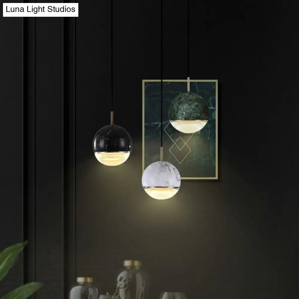 Modern Led Hanging Lamp With Nordic Marble Design - Perfect For Dining Room And Ceilings Glass