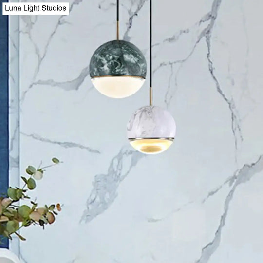 Modern Led Hanging Lamp With Nordic Marble Design - Perfect For Dining Room And Ceilings Glass