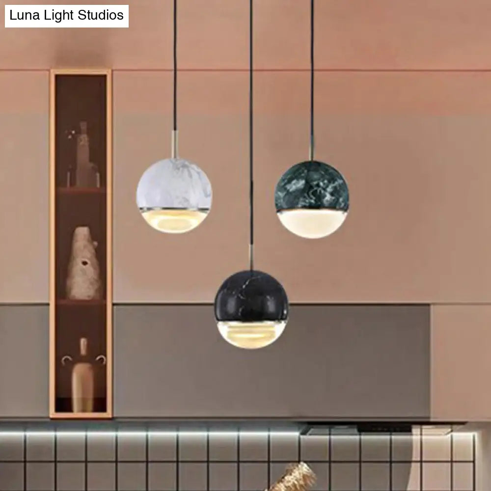 Modern Nordic Marble Led Hanging Lamp For Dining Room With Glass Bottom Ceiling Pendant Light