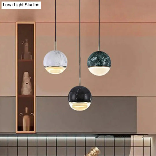 Modern Led Hanging Lamp With Nordic Marble Design - Perfect For Dining Room And Ceilings Glass