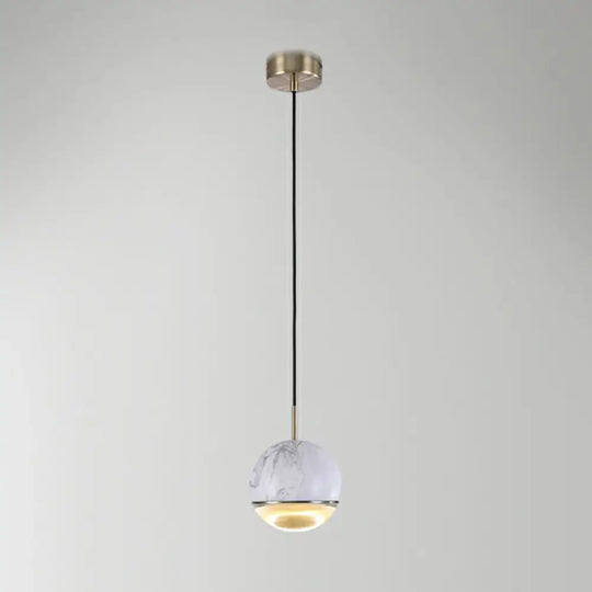 Modern Nordic Marble Led Hanging Lamp For Dining Room With Glass Bottom Ceiling Pendant Light White