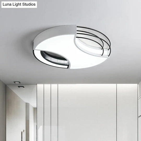 Modern Nordic Metal Black & White Led Flushmount Ceiling Lamp (18’/21.5’) - Warm/White Light