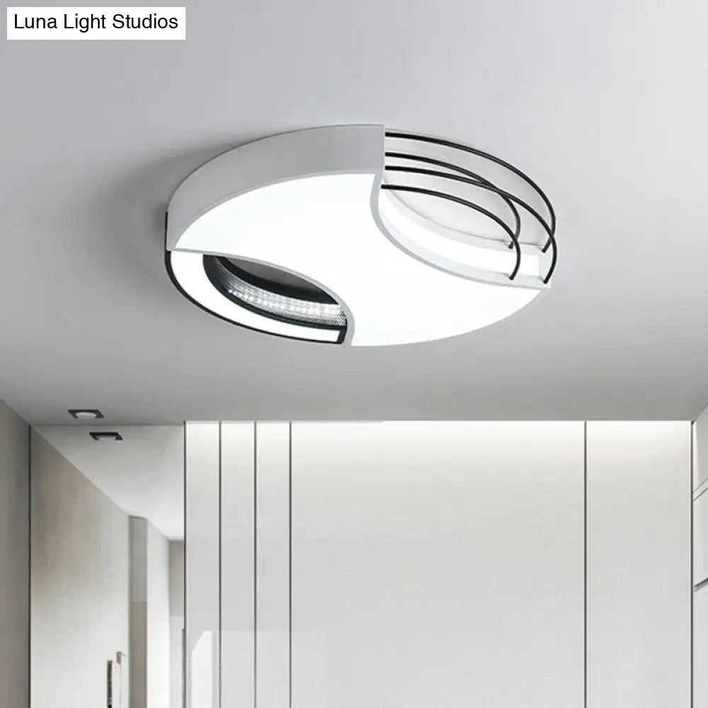 Modern Nordic Metal Black & White Led Flushmount Ceiling Lamp (18/21.5) - Warm/White Light