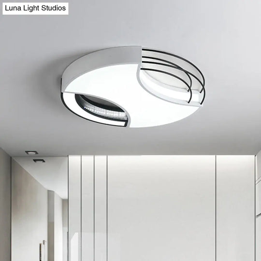 Modern Nordic Metal Black & White Led Flushmount Ceiling Lamp (18/21.5) - Warm/White Light