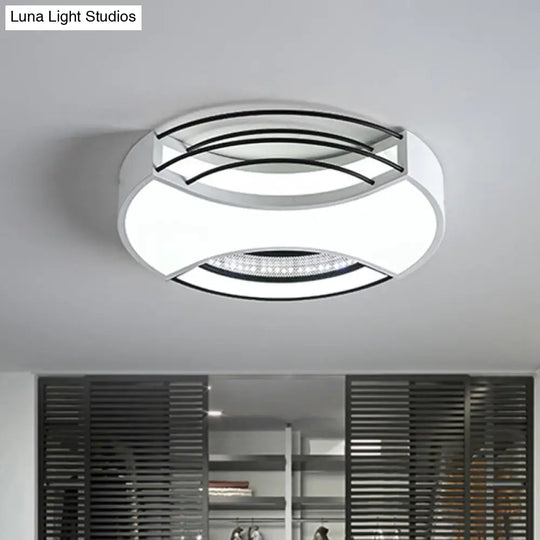 Modern Nordic Metal Black & White Led Flushmount Ceiling Lamp (18/21.5) - Warm/White Light