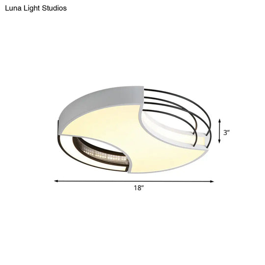 Modern Nordic Metal Black & White Led Flushmount Ceiling Lamp (18/21.5) - Warm/White Light