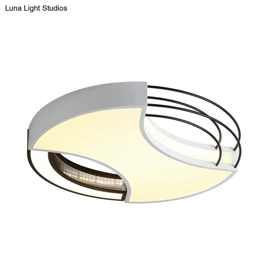 Modern Nordic Metal Black & White Led Flushmount Ceiling Lamp (18’/21.5’) - Warm/White Light