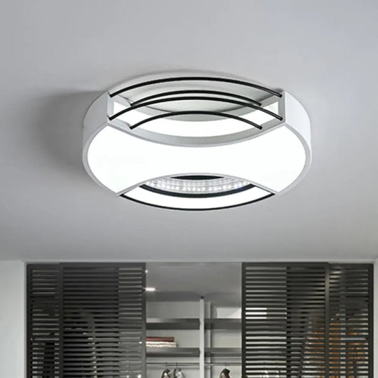 Modern Nordic Metal Black & White Led Flushmount Ceiling Lamp (18’/21.5’) - Warm/White Light