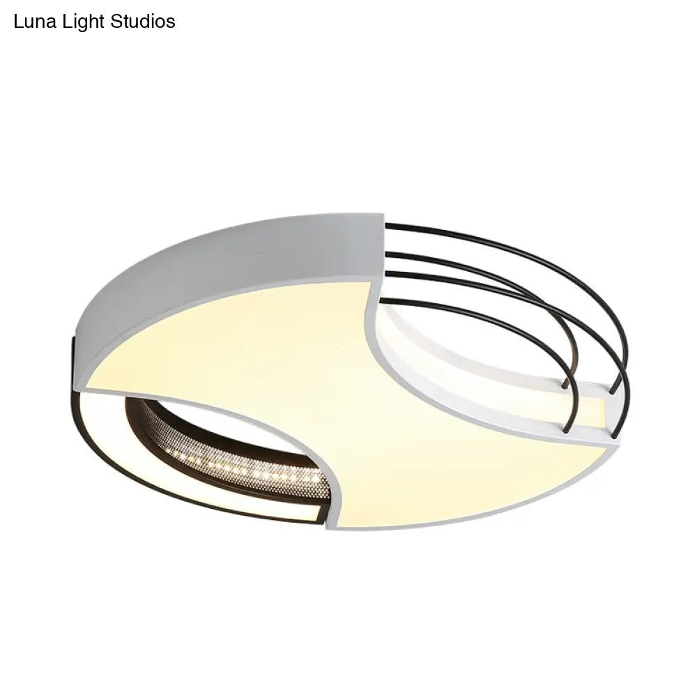 Modern Nordic Metal Black & White Led Flushmount Ceiling Lamp (18/21.5) - Warm/White Light