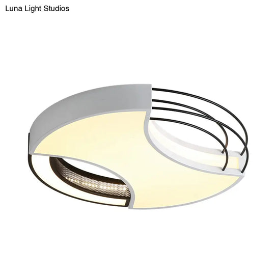 Modern Nordic Metal Black & White Led Flushmount Ceiling Lamp (18/21.5) - Warm/White Light