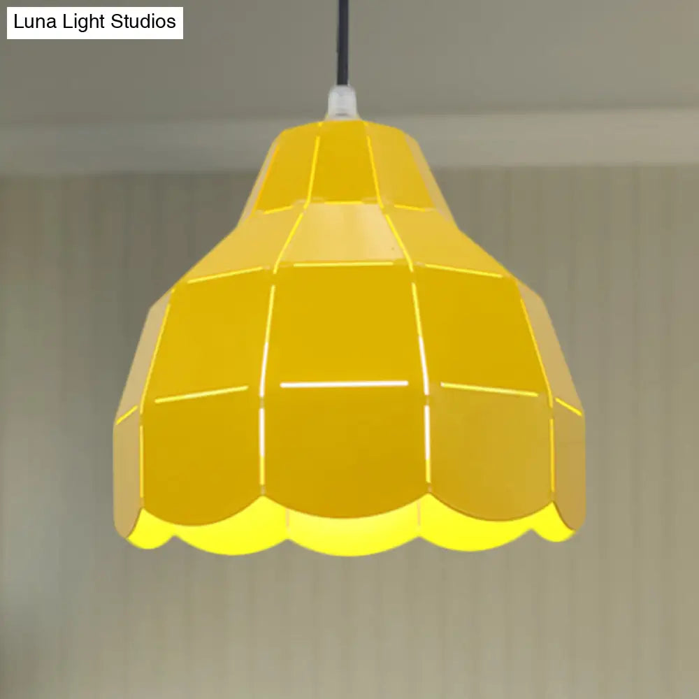 Modern Nordic Metal Pendant Light - Black/Gray/White/Yellow/Blue Folded Design 1 Dining Room