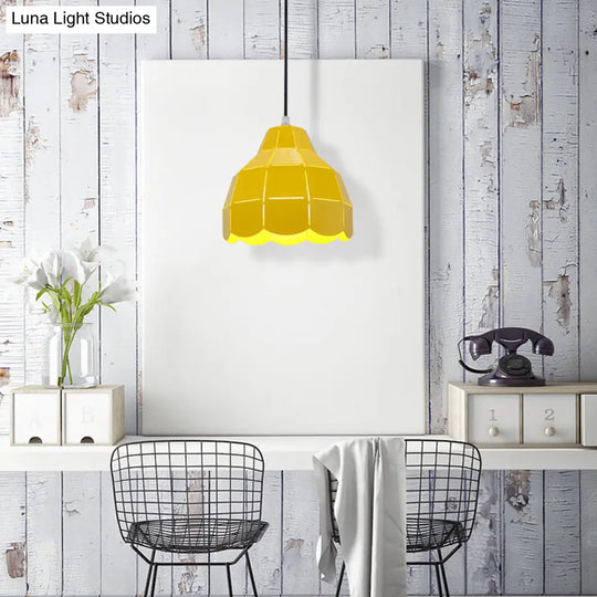 Modern Nordic Metal Pendant Light - Black/Gray/White/Yellow/Blue 1 Foldable Dining Room Hanging Lamp