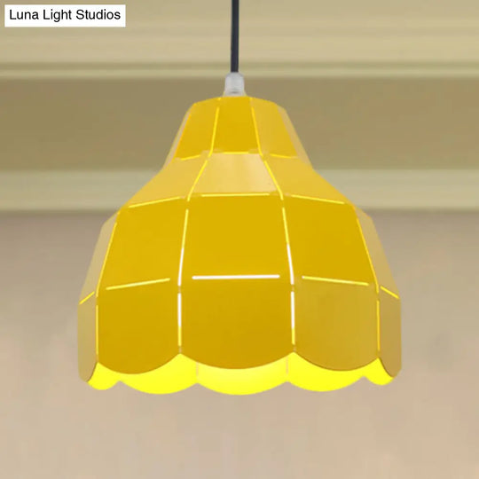 Modern Nordic Metal Pendant Light - Black/Gray/White/Yellow/Blue 1 Foldable Dining Room Hanging Lamp