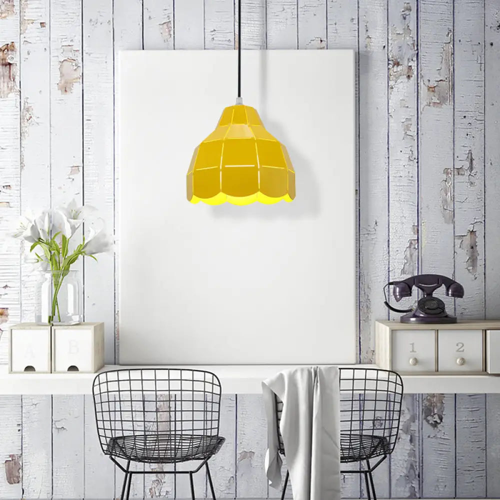 Modern Nordic Metal Pendant Light - Black/Gray/White/Yellow/Blue Folded Design 1 Dining Room