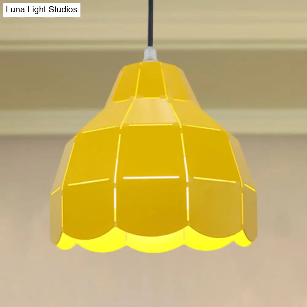 Modern Nordic Metal Pendant Light - Black/Gray/White/Yellow/Blue Folded Design 1 Dining Room