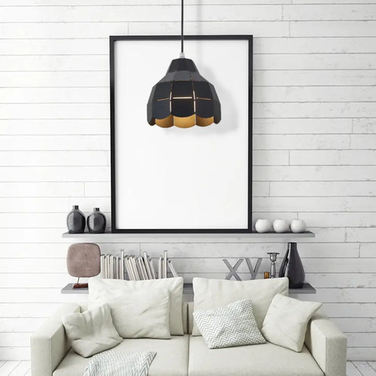 Modern Nordic Metal Pendant Light - Black/Gray/White/Yellow/Blue Folded Design 1 Dining Room