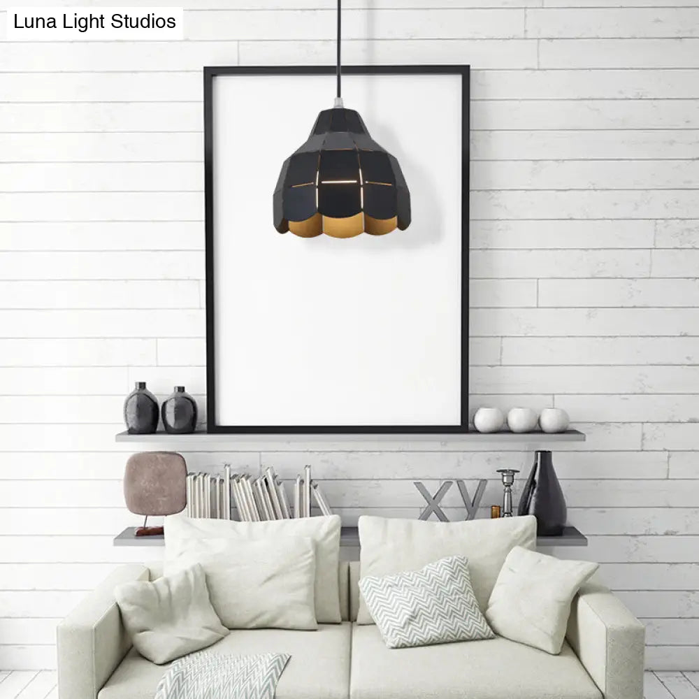 Modern Nordic Metal Pendant Light - Black/Gray/White/Yellow/Blue 1 Foldable Dining Room Hanging Lamp