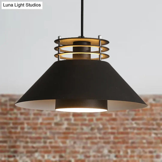 Modern Nordic Pendant Ceiling Light - 9’/12’ Conic Shape Metal Suspension Black/White Ideal For