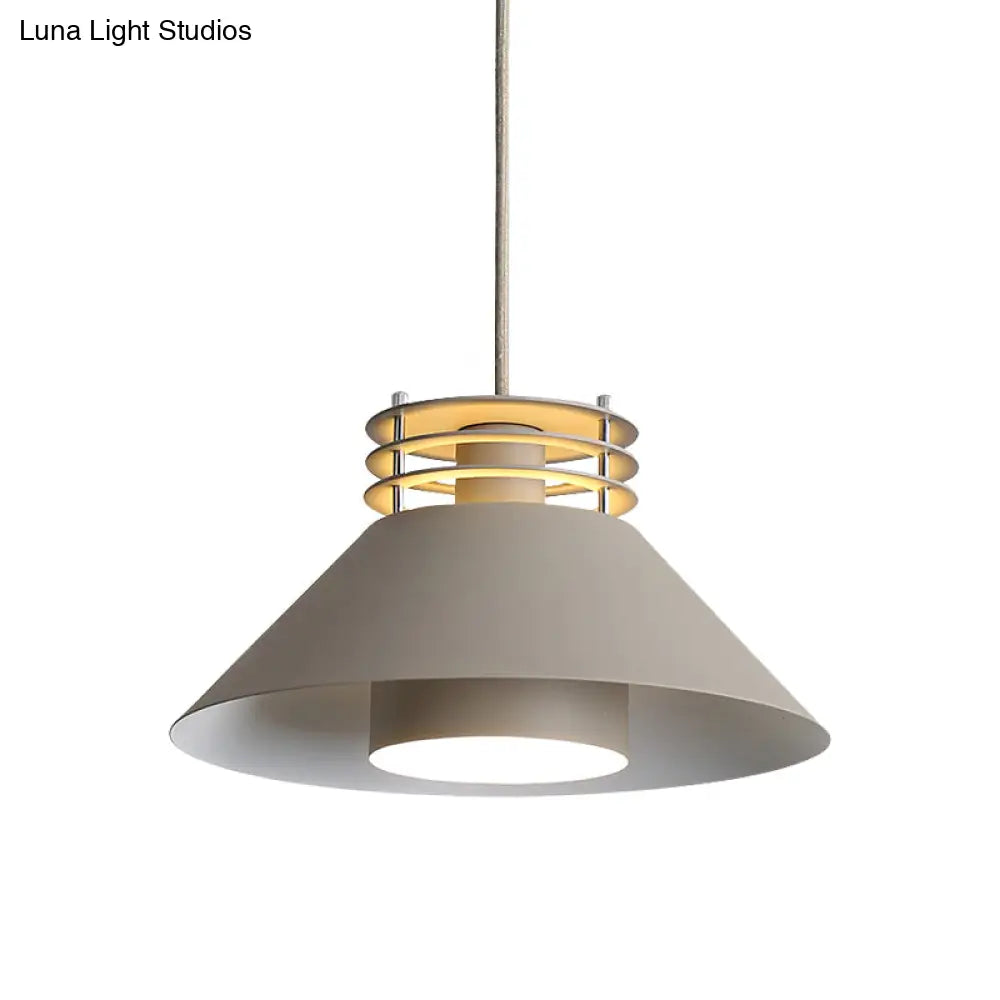 Modern Nordic Pendant Ceiling Light - 9’/12’ Conic Shape Metal Suspension Black/White Ideal For