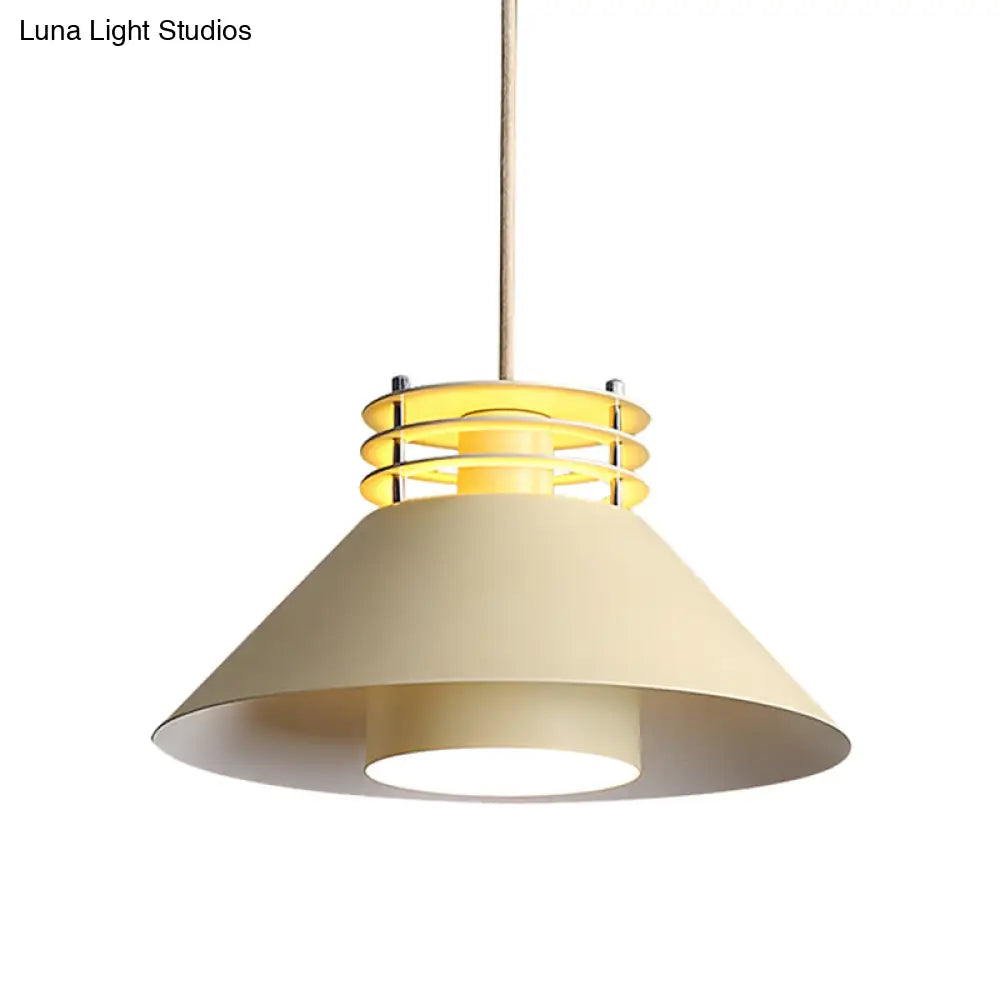 Modern Nordic Pendant Ceiling Light - 9’/12’ Conic Shape Metal Suspension Black/White Ideal For