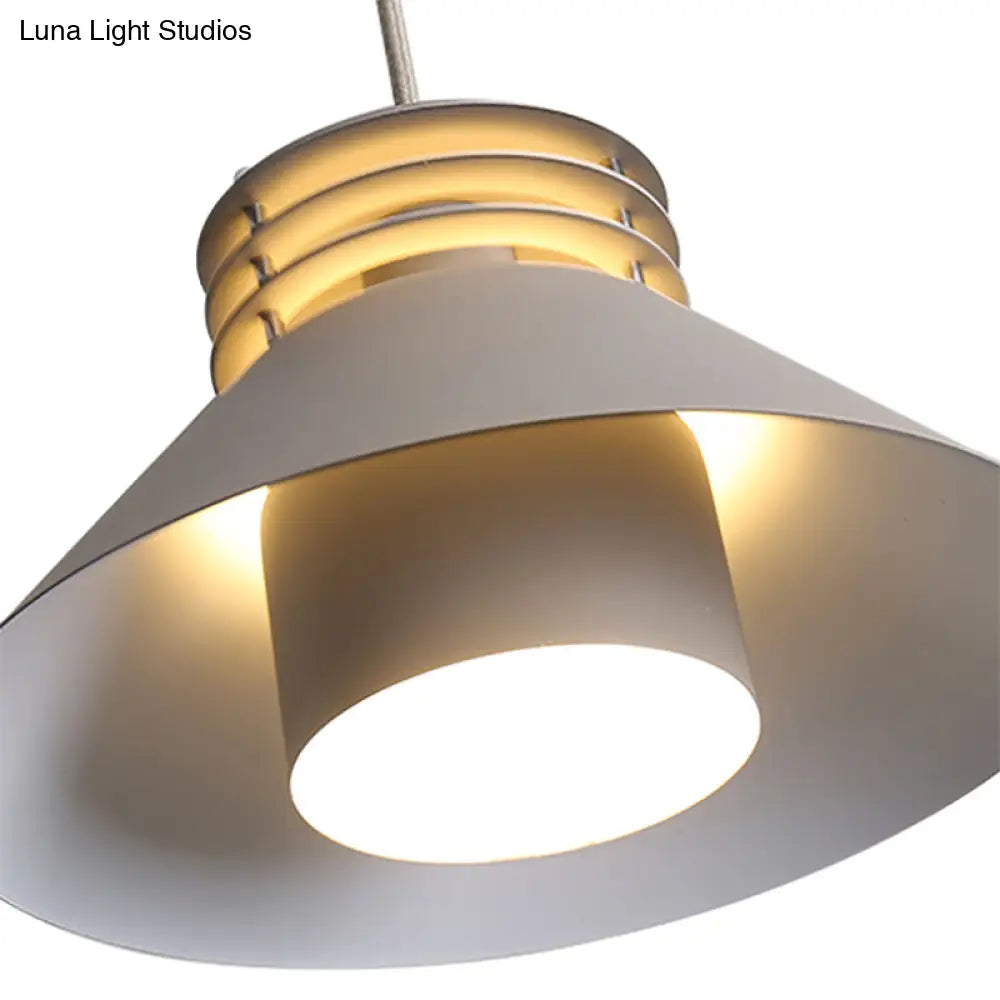 Nordic Style Conic Pendant Ceiling Light - 9/12 Dia Metal Suspension In Black/White Ideal For Living