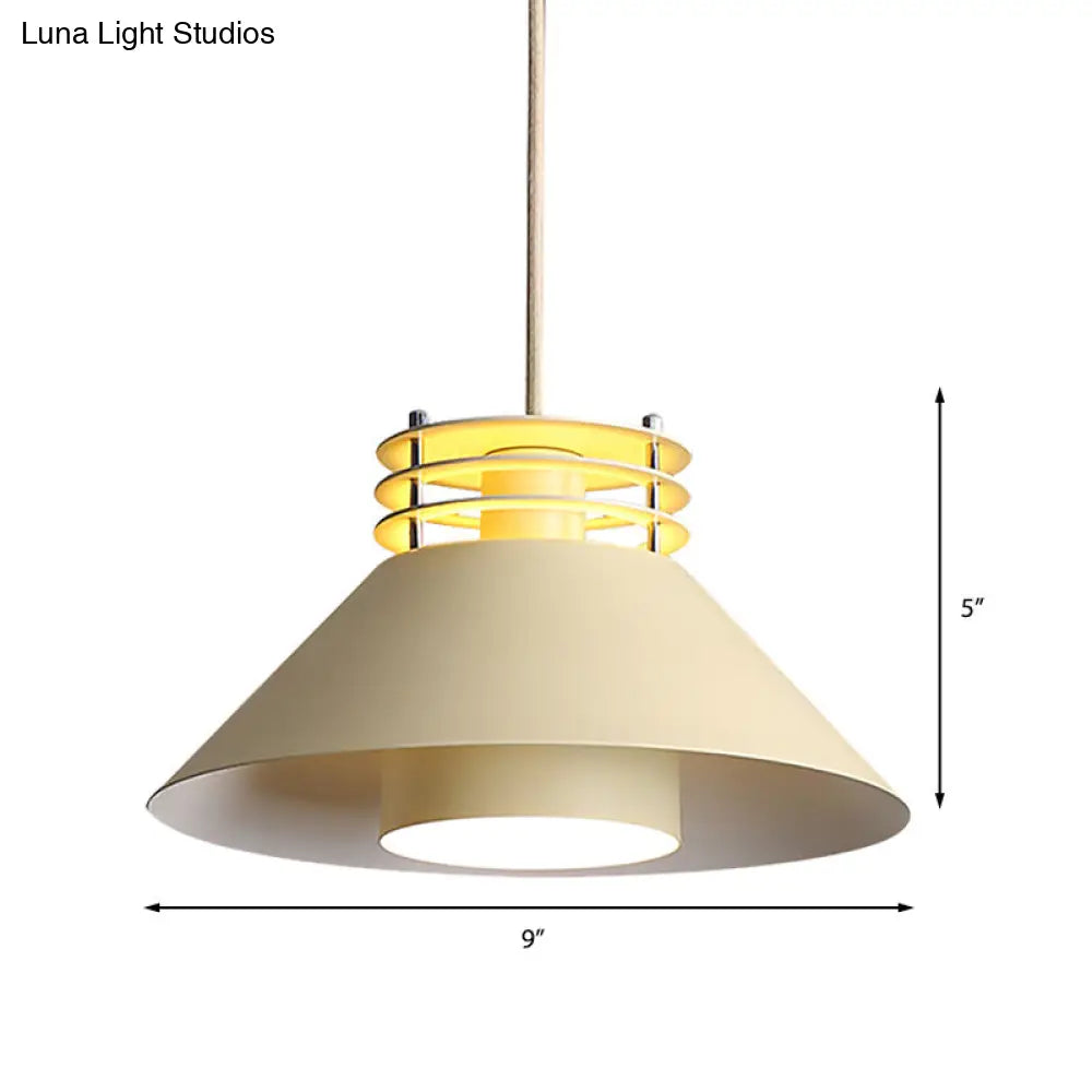 Nordic Style Conic Pendant Ceiling Light - 9/12 Dia Metal Suspension In Black/White Ideal For Living