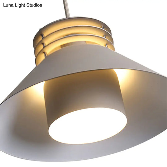 Modern Nordic Pendant Ceiling Light - 9’/12’ Conic Shape Metal Suspension Black/White Ideal For