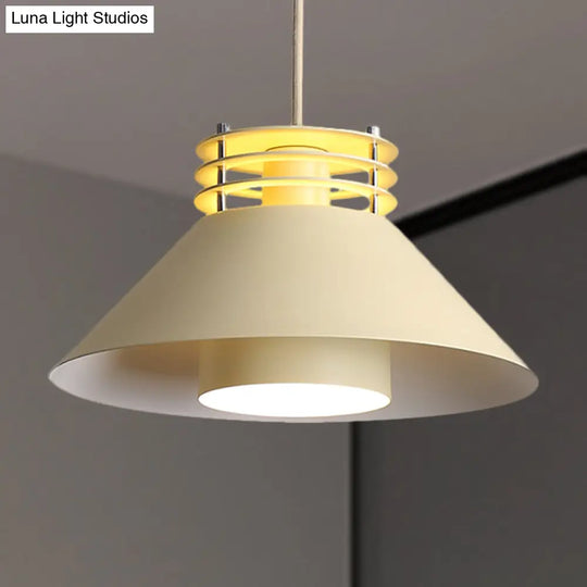 Modern Nordic Pendant Ceiling Light - 9’/12’ Conic Shape Metal Suspension Black/White Ideal For